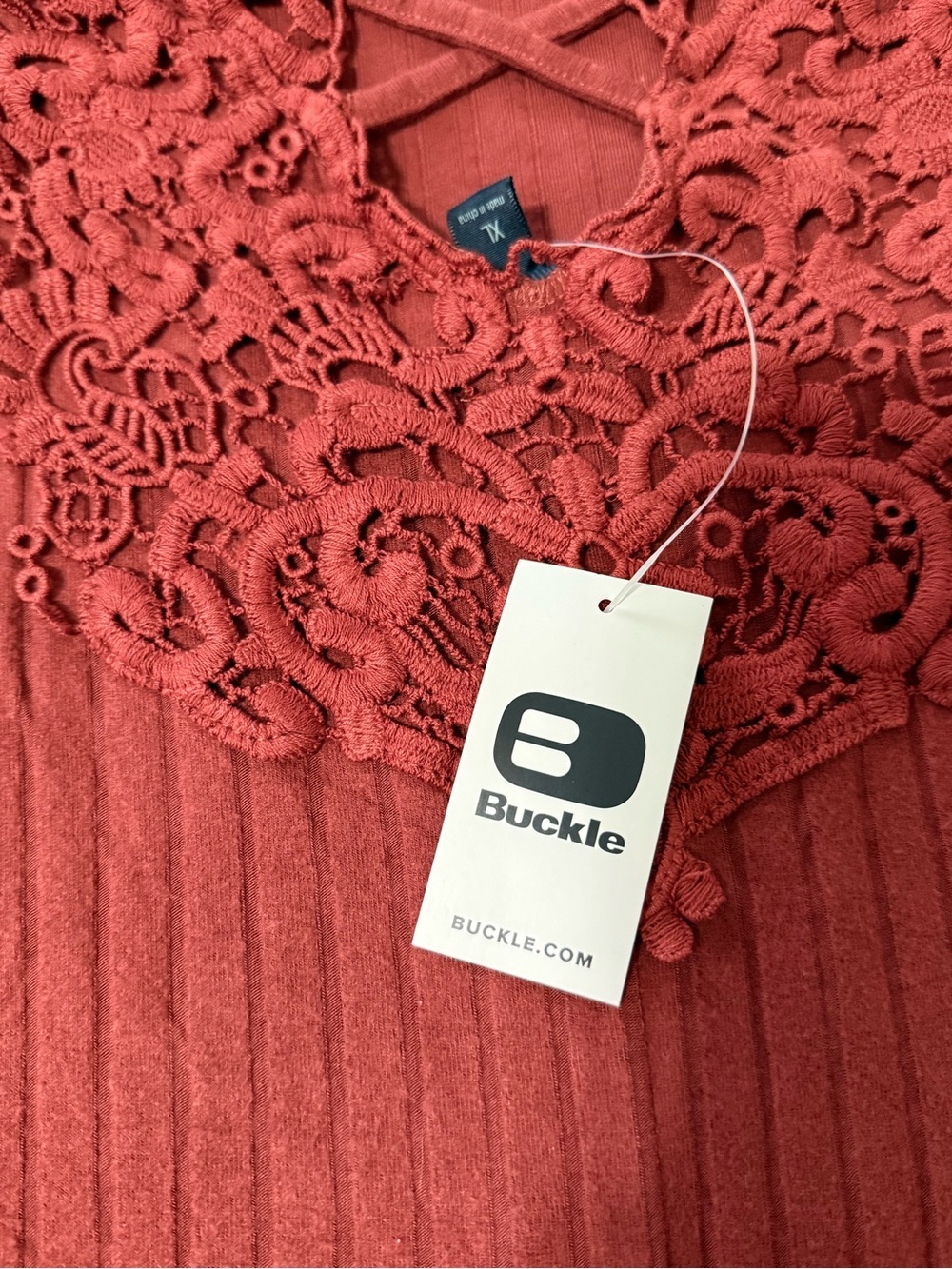 Buckle Ribbed Boatneck Sweater - Burgundy - Picture 4 of 6